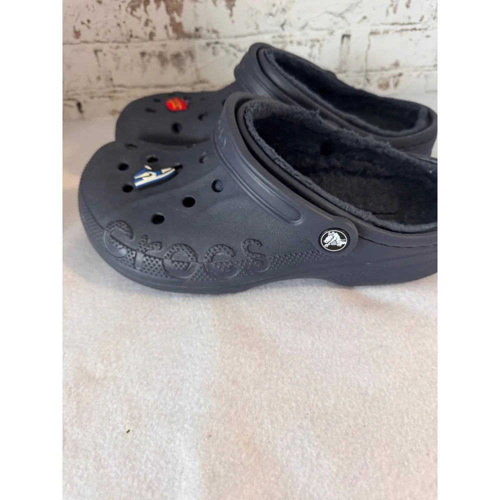 Crocs‎ Baya Lined Clogs Navy Blue Fleece Fur Fuzzy Mens 7 Womens 9 Slip On Shoes
